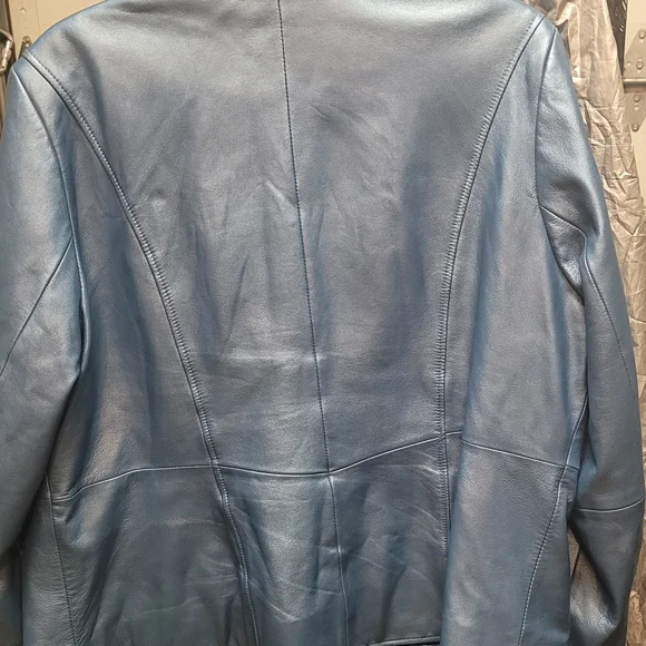 Bradley Women's Blue Leather Jacket - Picture 4 of 5